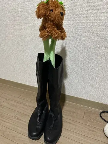 가죽 블랙 롱 부츠 지퍼 포함