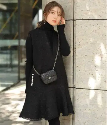 아푸와이저 리셰 트위드 페플럼 미니 원피스