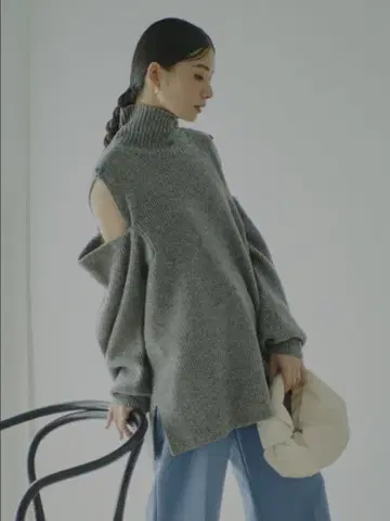 버튼 레이어드 니트 풀오버 믹스