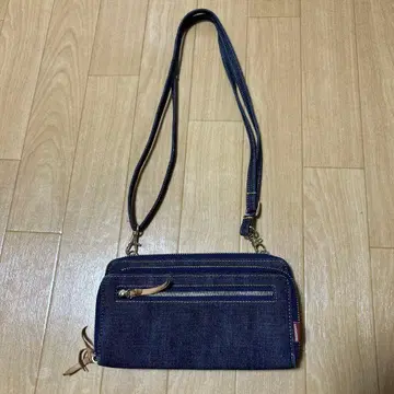 네이비 청바지 소재 장지갑 새상품급