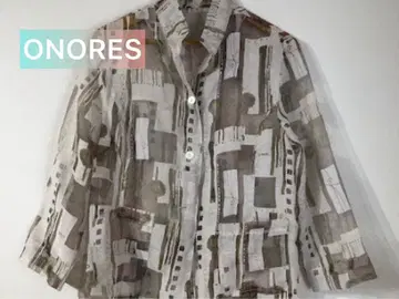 기하학 패턴 긴팔 셔츠 베이지 계열 ONORES 새상품급
