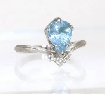 아쿠아 마린 페어 쉐이프 반지