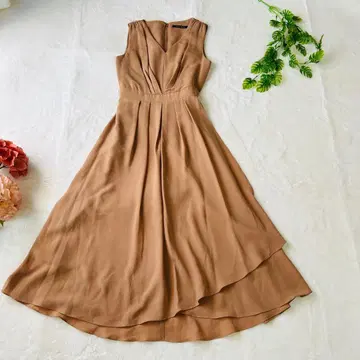 Aimer Acret 트리아세테이트 카슈쿨 원피스 M 모카 일본제