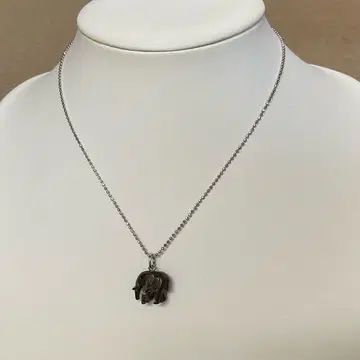 코끼리 실버 목걸이 925 각인 있음 흑진주 남성/여성 겸용