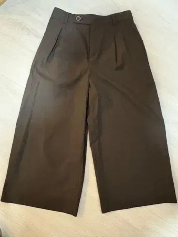 다크 브라운 플리츠 와이드 팬츠