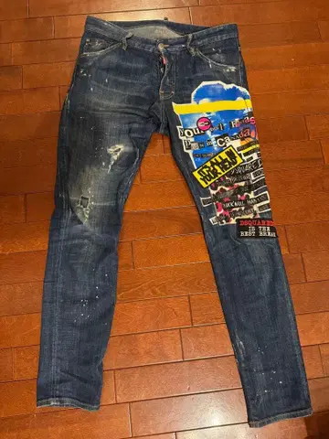 데미지 가공 그래픽 데님 팬츠