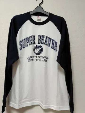 슈퍼 비버 롱 T셔츠 M 사이즈 화이트&네이비