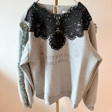 한국 스타일 레이스 프릴 맨투맨 레터링 여아스러운