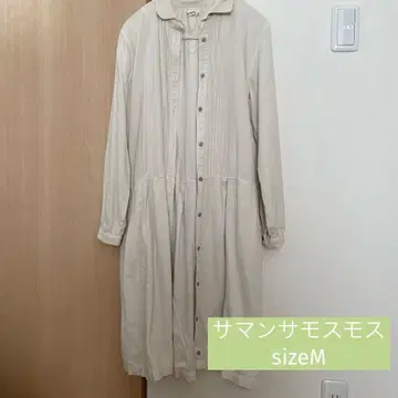 SM2 아이보리 셔츠 원피스 긴팔 자수 코듀로이