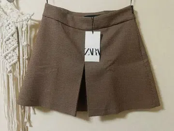 ZARA 브라운 계열 체크 미니 스커트 XS