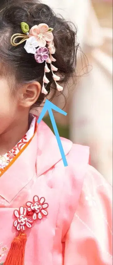 [ 새상품급 ] 시치고산 3세용 꽃 모티브 머리 장식 세트