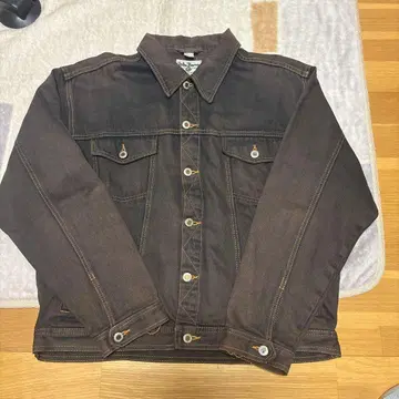 JOHN BANER 다크 브라운 데님 자켓 짧은 기장