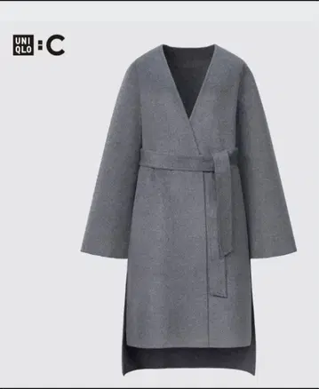 유니클로 C 더블 페이스 랩 코트 그레이