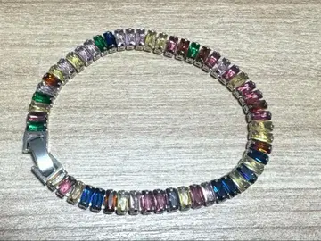 실버 컬러풀 스톤 팔찌 만박