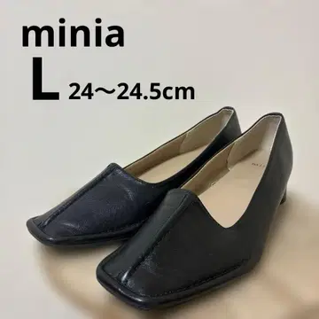 minia 미니아 24cm 블랙 가죽 스퀘어토 펌프스 L 블랙