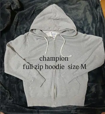 Champion 풀 집업 후드티 그레이