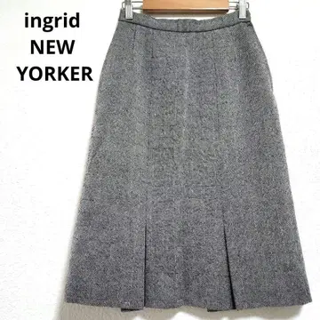 잉그리드 뉴요커 타이트 스커트 박스 플리츠 트위드 원단 S