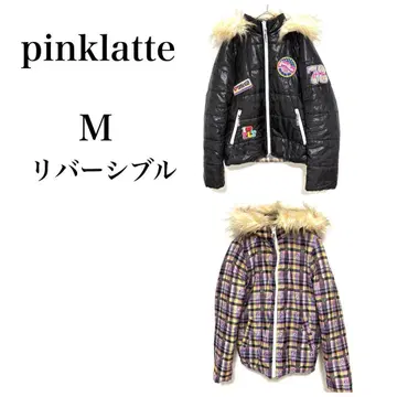 핑크라떼 퍼 후드 탈부착 다운 자켓 리버서블 [ M ]