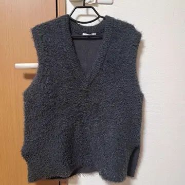 DISCOAT 그레이 V넥 니트 베스트 사이즈 F