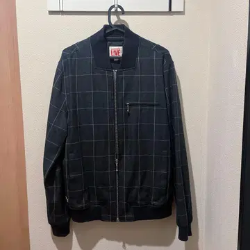 LACOSTE 체크 봄버 자켓 블루종 다크 그레이 L