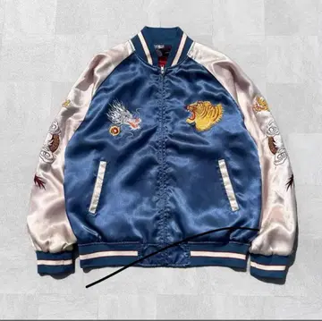 재패니즈 트레디셔널 용 호랑이 자수 새틴 스카잔