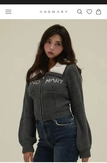 andmary Mary logo zip tops gray