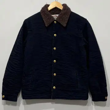 CALEE 자카드 제브라 패턴 보아 데님 데크 자켓 M N-1