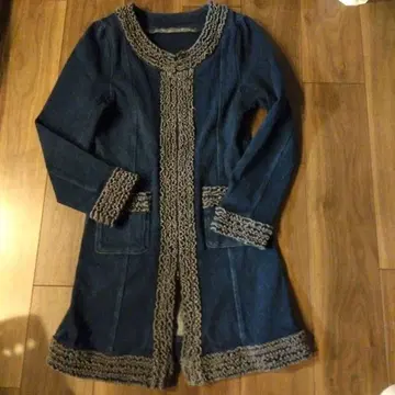 스트레치 청바지 코트 하늘하늘 장식 S부터 M