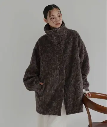 hellam 다크 브라운 오버 사이즈 체스터 코트