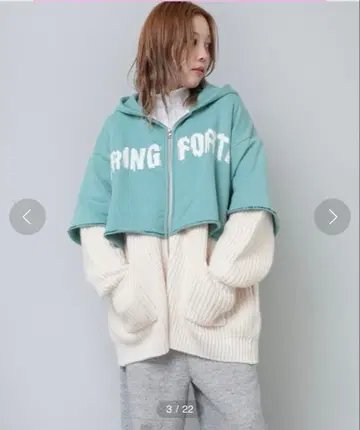 RNA 니트 콤비 레이어드 ZIP UP 후드티