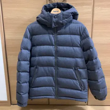 그레이 후드 부착 다운 자켓