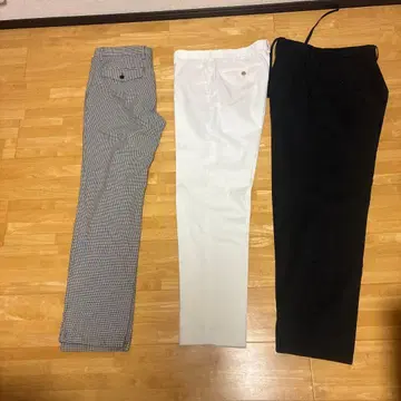 유니클로 남성용 슬랙스 3종 세트 그레이 체크, 화이트, 블랙