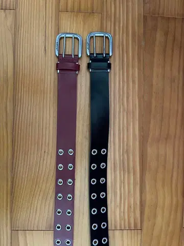 Levi's 와인 레드 블랙 가죽 벨트 2개 세트