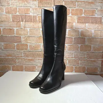 [ 새상품급 ] 엘레강스 히미코 롱 부츠 사이드 지퍼 (23) 가죽 블랙