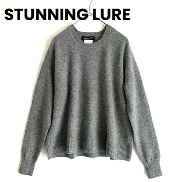 스터링 루어 울 니트 스웨터 크루넥 하이 게이지 멜란지 그레이 S