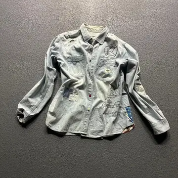 OSHKOSH / damage patchwork denim shirt
