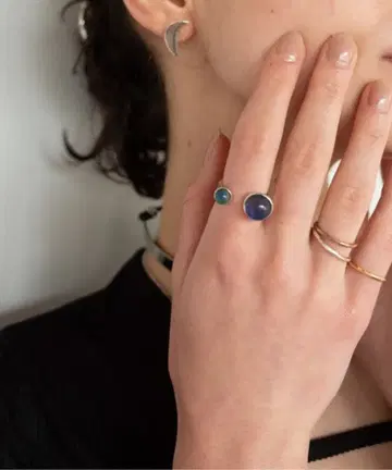 SYKIA 2스톤 무드 반지 실버 2 Stone Mood Ring