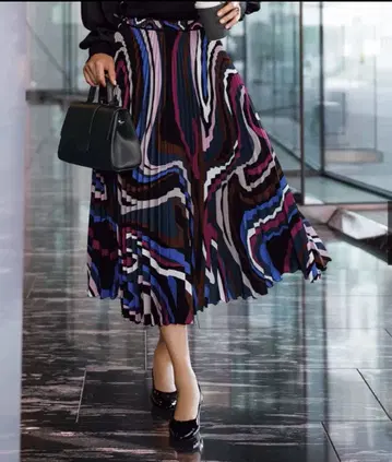 [ 새상품 ] 디노스 DAMA  기하학 패턴 플리츠 스커트 XXL