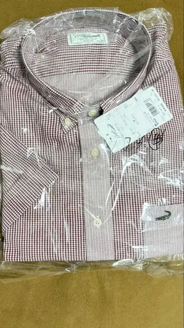 빨간색과 화이트 체크 무늬 반팔 셔츠 LL