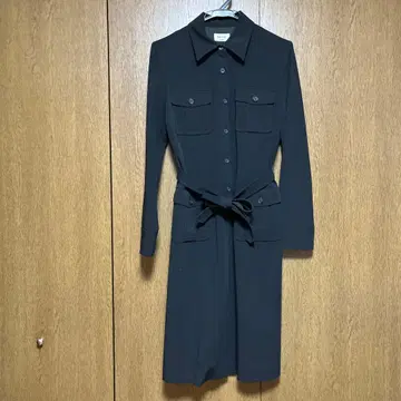 블랙 셔츠 원피스 허리 리본 포함