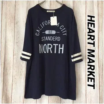 [ 미사용 ] HEART MARKET 7부 소매 T셔츠 네이비