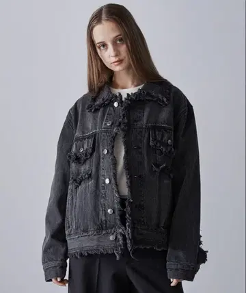 [ CLEL ] 하드 프린지 데님 자켓 하드 프린지 데님 팬츠