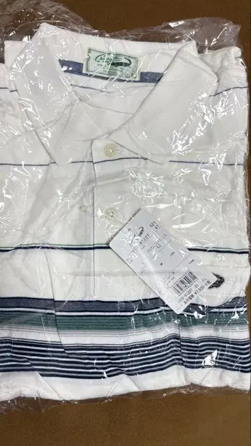 크로커다일 스트라이프 패턴 피케 셔츠 LL 화이트/네이비