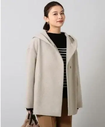 언타이틀 후드 부착 코쿤 코트