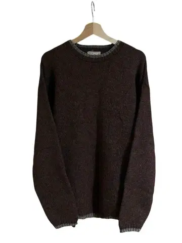 브라운 크루넥 니트 스웨터 brown mix 구제 의류