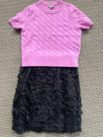 실크 100% kaon 검은 장미 꽃잎 스커트