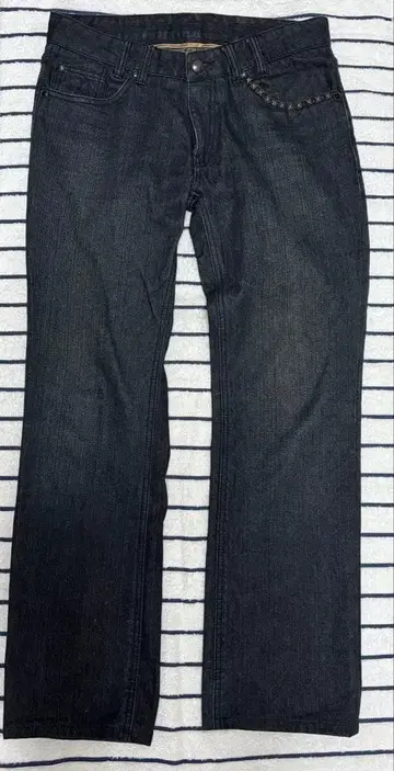 스컬 자수 장식 다크 블루 데님 COSTOM CULTURE