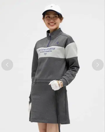 르꼬끄 스포르티브 그레이 하프 지퍼 원피스 골프