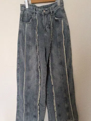 Saburoku + 프린지 가공 라이트 블루 데님 팬츠