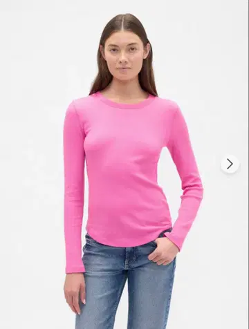 GAP 와플 니트 크루넥 T셔츠 스탠드아웃 핑크 XS